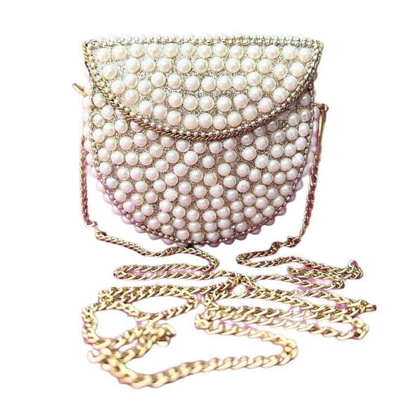 BRIDAL FORMAL PEARL MINI CLUTCH CROSSBODY BAG - Picture 11 of 14